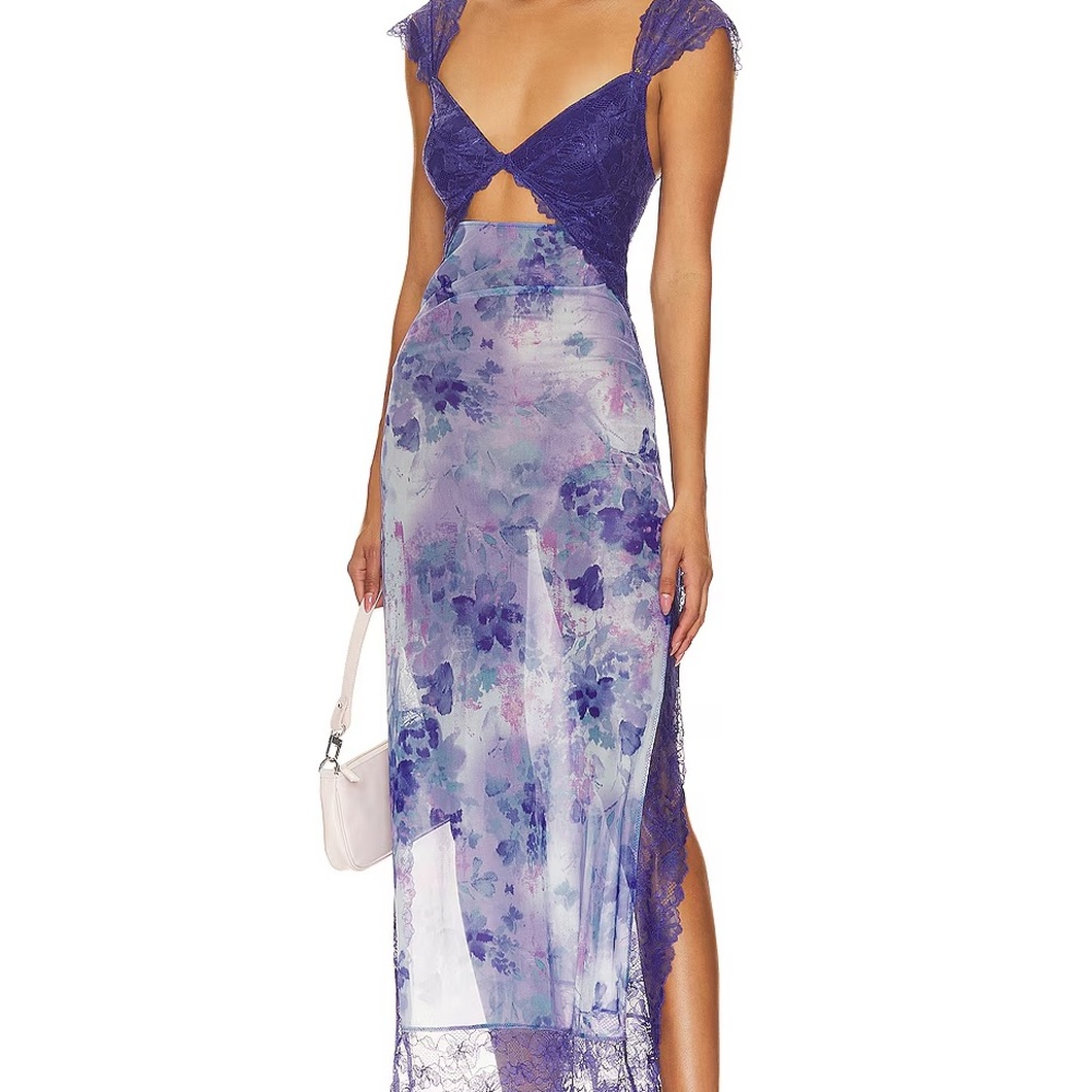 Free People Purple and Blue Floral Maxi Dress